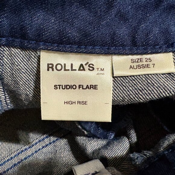 NWT ROLLA'S Studio Flare Lou High Rise Jeans Size 25 Dark Vintage Blue - Picture 14 of 16